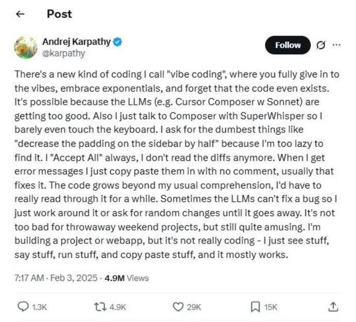 Andrej Karpathy X Post