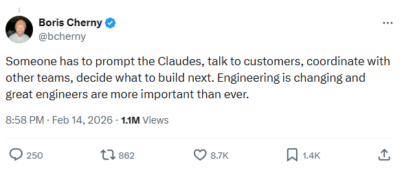 Tweet from the creator of Claude Code